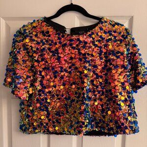 Sequined, Cropped, lined Top